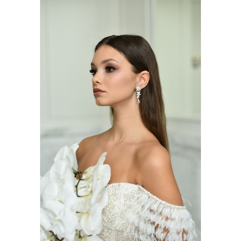 Aster Silver Pendientes earrings Novia Blanca 2