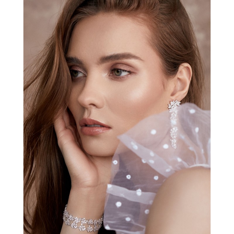 Ambilia Silver Pendientes Novia Blanca 1