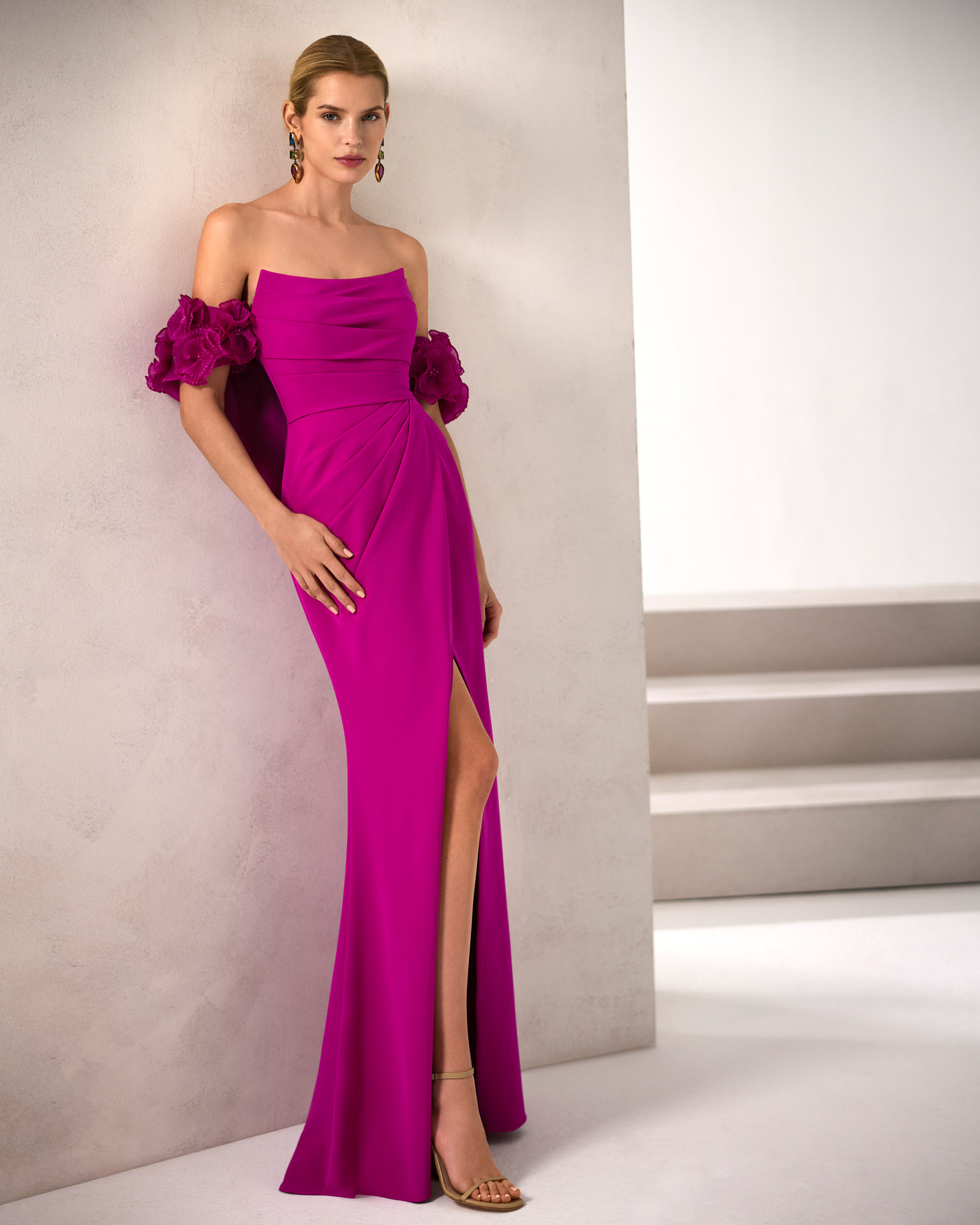 1J07 Marfil Barcelona evening dress vestido de invitada gala fiesta boda 1