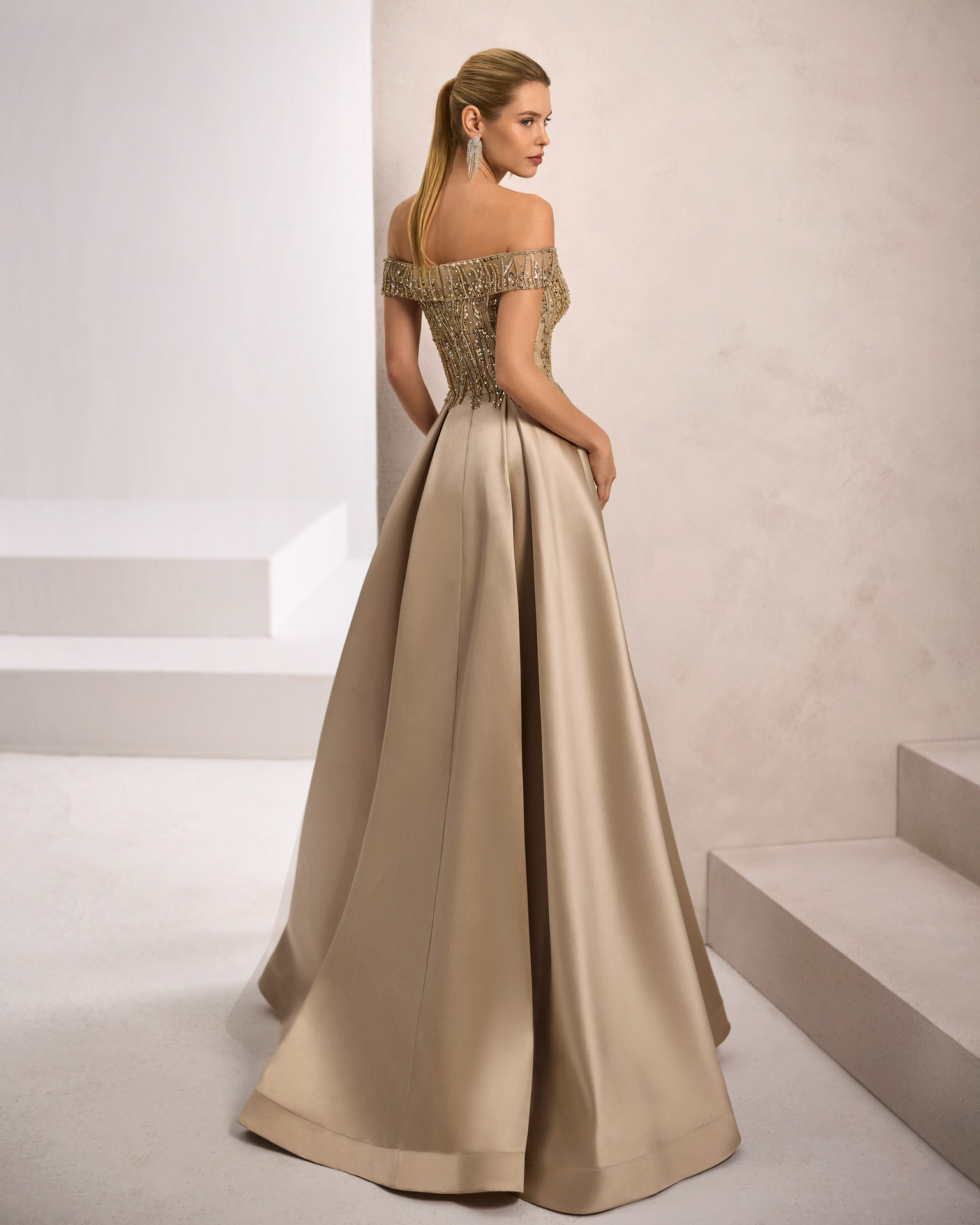 1J68 Marfil Barcelona evening dress vestido de invitada gala fiesta boda 1