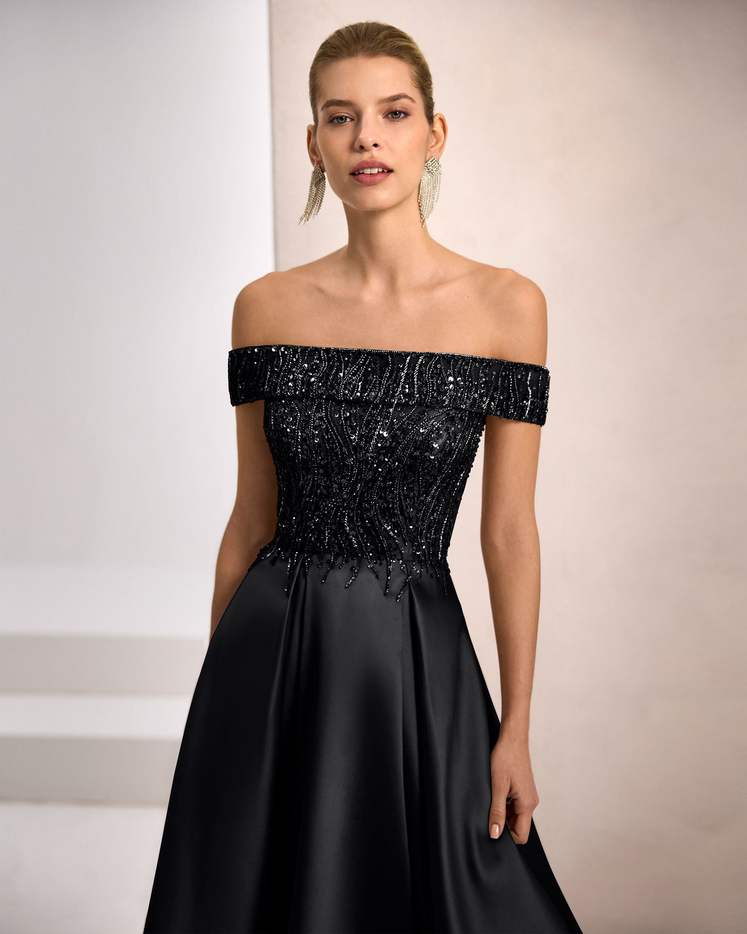 1J68 Marfil Barcelona evening dress vestido de invitada gala fiesta boda 1