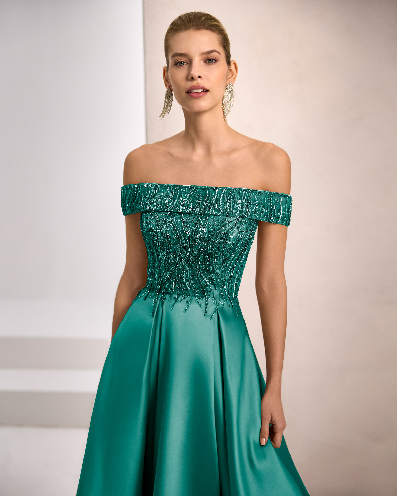1J68 Marfil Barcelona evening dress vestido de invitada gala fiesta boda 1
