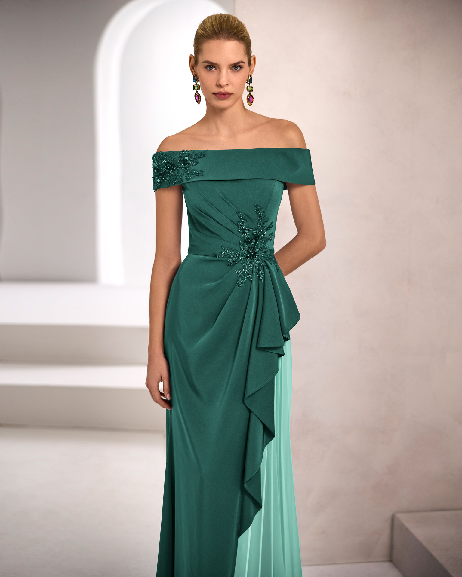 1JH6 Marfil Barcelona evening dress vestido de invitada gala fiesta boda 2