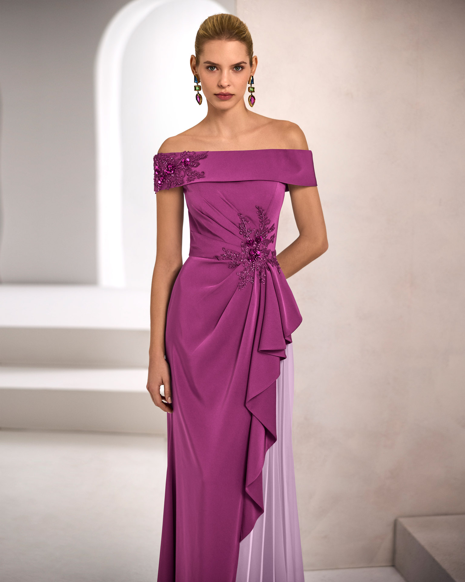 1JH6 Marfil Barcelona evening dress vestido de invitada gala fiesta boda 2