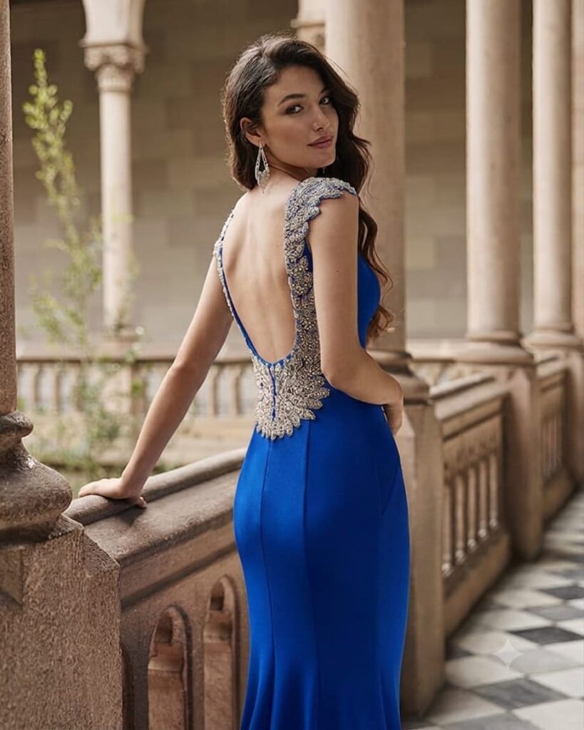 7J08 Marfil Barcelona evening dress vestido de fiesta boda evento gala invitada 1
