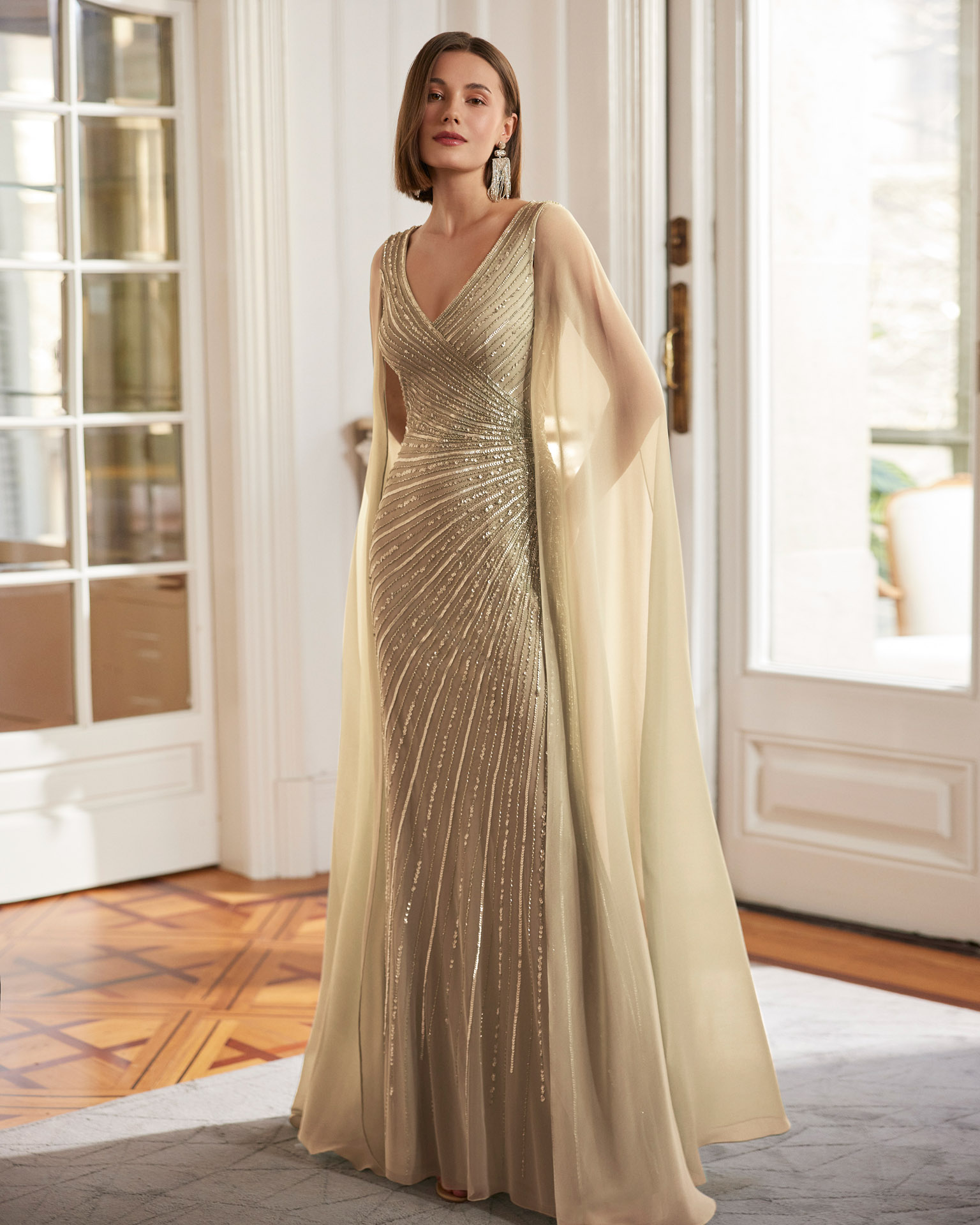 9J84 Marfil Barcelona evening dress vestido de invitada gala fiesta boda 1